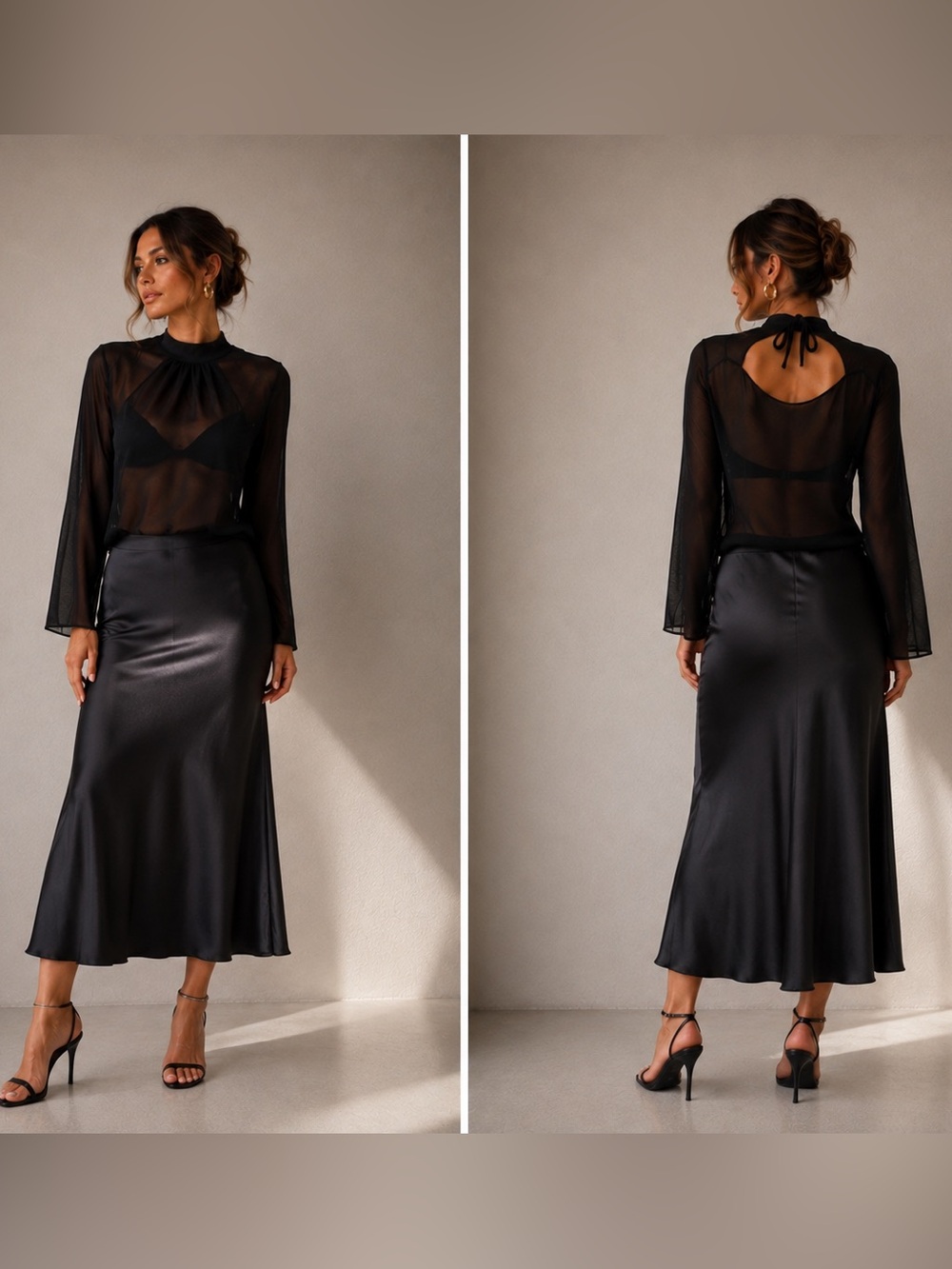 Peter Cohen 100% Silk Sheer Black Blouse – Size Small